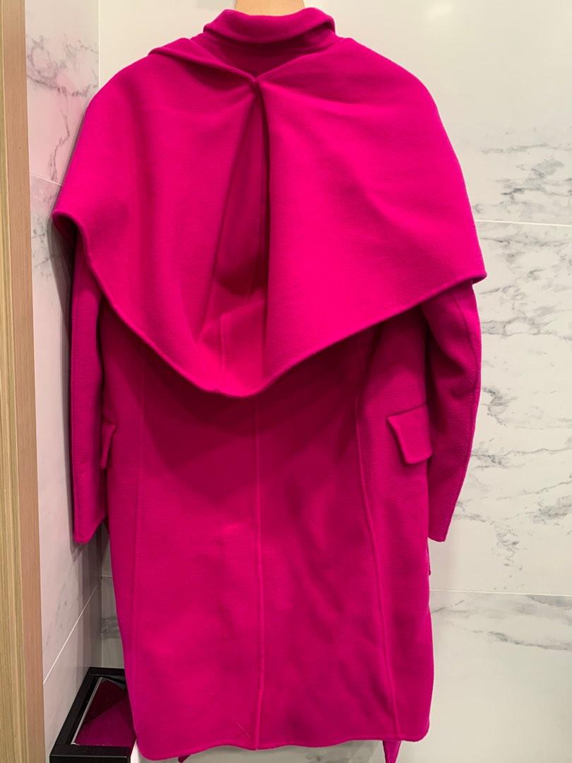 Marc Jacobs Women s Notch Collar Coat w Hood Scarf Hot Pink