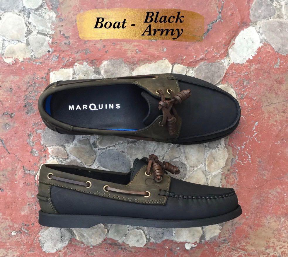 Marquins Boat Shoes 'Black Army', Men's 