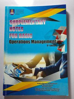 MGT345 SUPPLEMENTARY NOTES FOR BASIC OPERATIONS MANAGEMENT