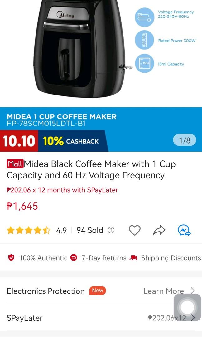 Midea Coffee Maker 1 cup (Category: Coffee Machines & Makers) located in Paranaque City. Submitted by eringoesgaga (Listing ID 1188496037, Image 1). Description: .
