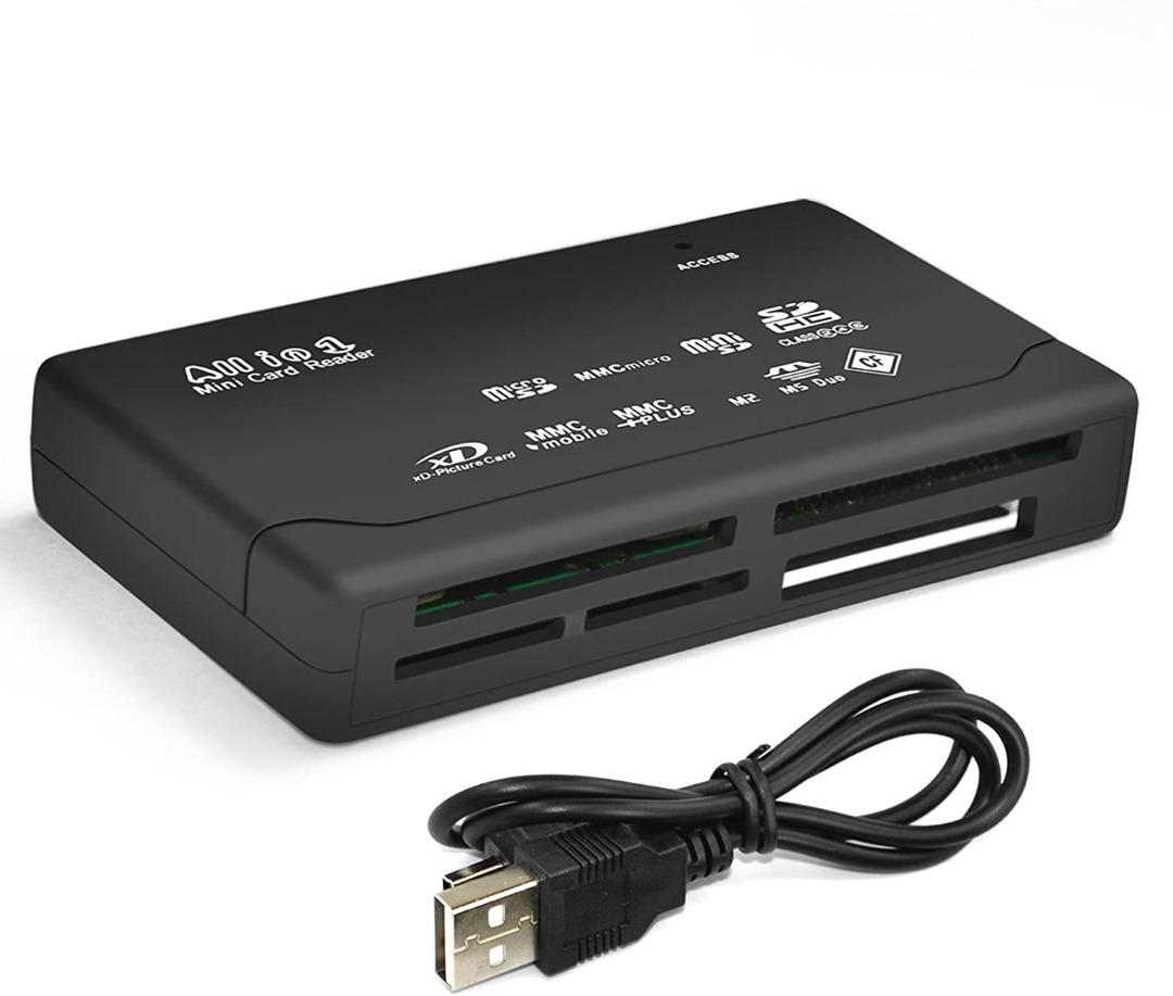Multi Card Memory Reader Writer - All in 1 for SD SDHC Mini Micro M2 MMC XD  CF - USB 2.0 Digital Camera High Speed Data Transfer - PC and Mac  Compatible,