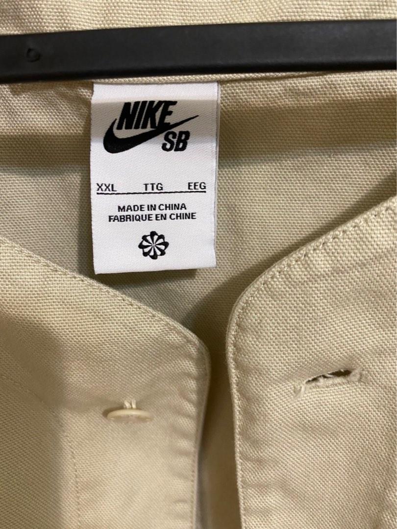 Nike SB Skate Baseball Jersey 棒球衫刺繡小勾挺版外套亞麻色2XL(全新僅試穿), 他的時尚, 外套及戶外衣服在旋轉拍賣