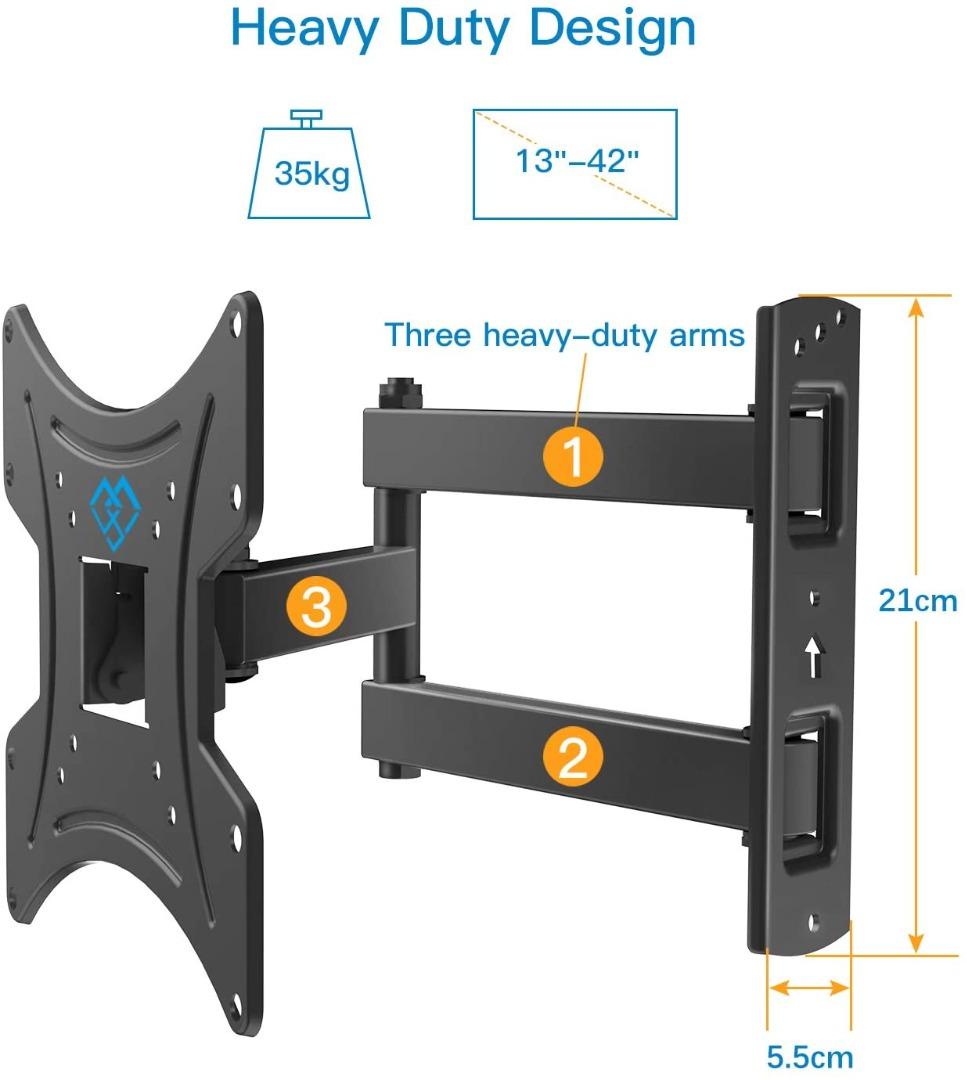 PERLESMITH TV Wall Bracket for Most 1342 Inch TVs, 35kg Weight