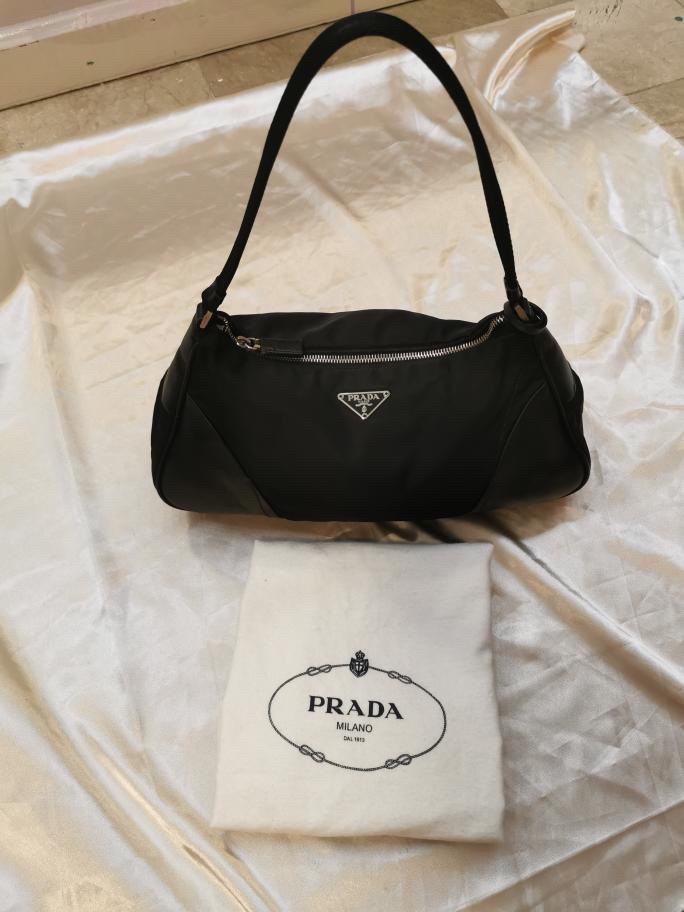 Prada black nylon shoulder Bag, Luxury, Bags & Wallets on Carousell