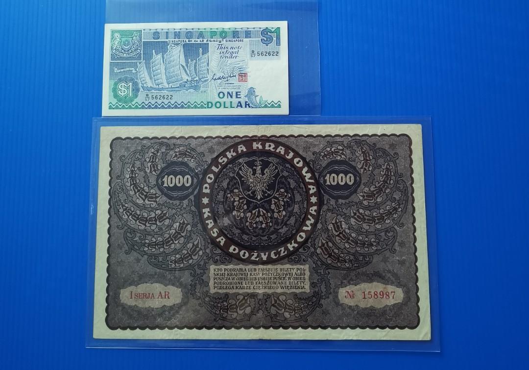 RARE 1919 Poland 1000 Marek old bank note World/Singapore currency  collection 一千元/波兰老钞~特大张, Hobbies & Toys, Memorabilia & Collectibles,  Currency on Carousell