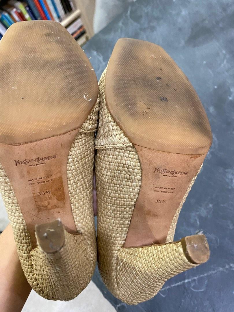 Ysl Rattan RARE YSL RATTAN platform heels nude 35.5, Women's Fashion, Footwear ...