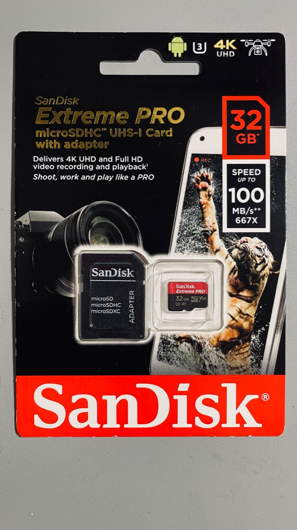 SanDisk Extreme Pro microSDHC UHSI Card 32GB/100MB, Mobile Phones