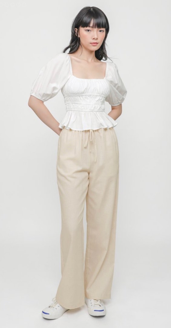 Kierra Drawstring Linen Pants (Flax)