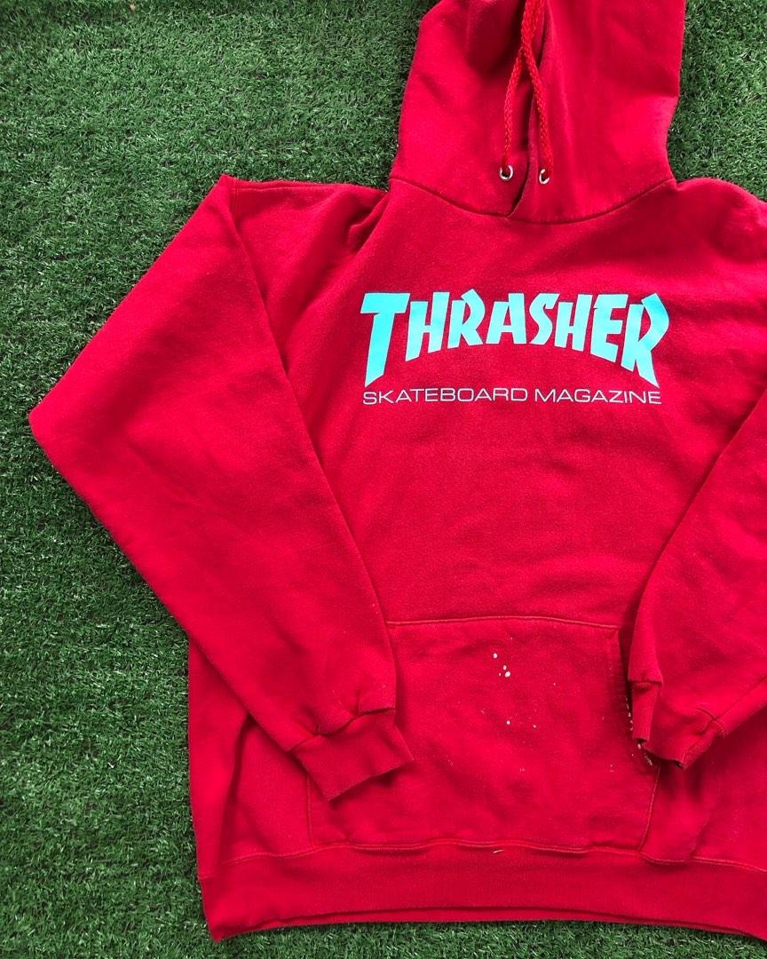 Blue and top red thrasher hoodie