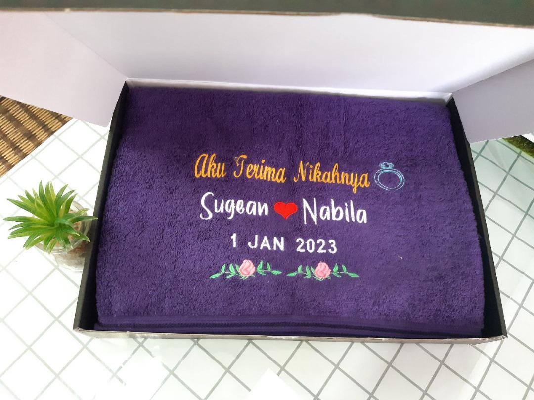 Tuala Dewasa Sulam Nama Logo Cantik Murah Adult Towel With Custom