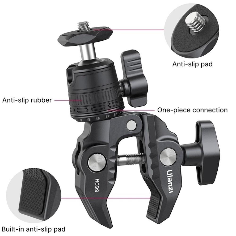 ULANZI R099 Super Clamp 360 Ball Head Handlebar Motorcycle Bicycle Bike