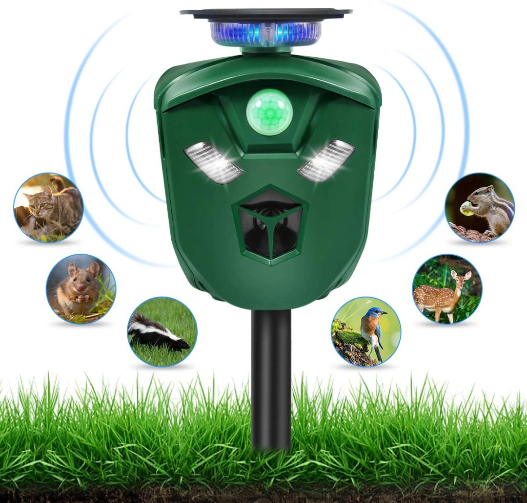 Ultrasonic Dog Repellent, Solar Powered Ultrasonic Animal Repeller, 360