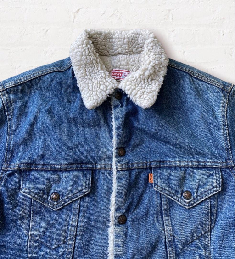 Orange tab sherpa trucker store jacket