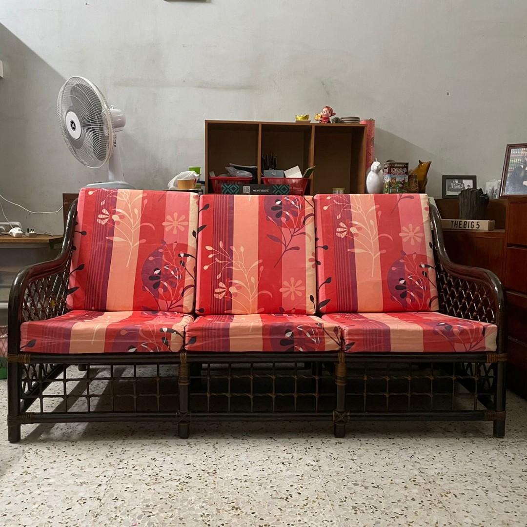 Vintage Rattan Sofa Set, Furniture & Home Living, Furniture, Sofas on