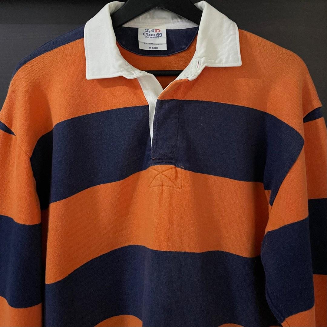 Vintage Rugby Striped Polo Shirt, Men's Fashion, Tops & Sets, Tshirts