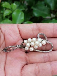 🥰Vintage SILVER with AKOYA PEARL BROOCH
