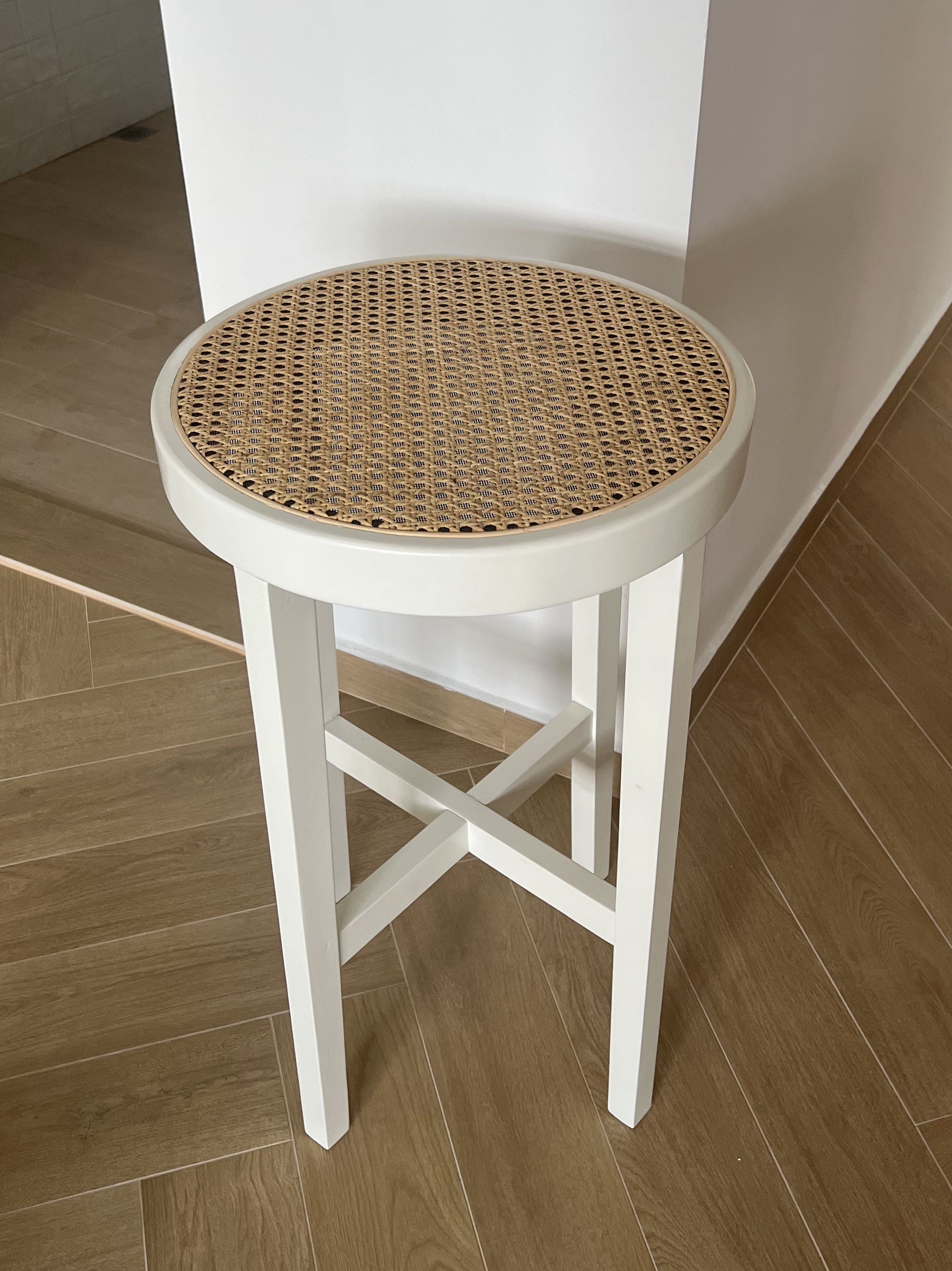 White Rattan Bar Stool/Chair, Furniture & Home Living, Furniture