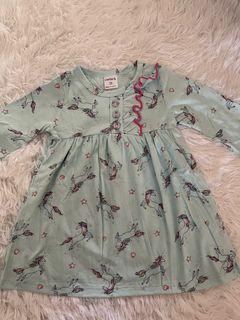 (1-6Y) Blue Unicorn Longsleeve Dress