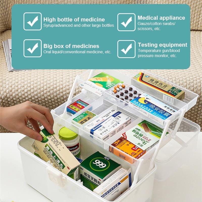 3tiers First Aid Box Tool Box Pill Case Storage Box Plastic Family  Emergency Medicine Box Storage Container MMZ1897, Health & Nutrition,  Medical Supplies & Tools on Carousell