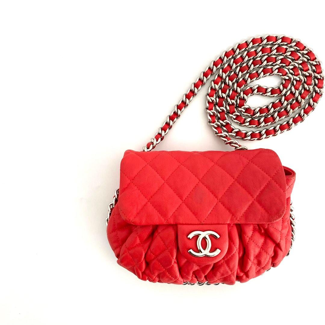 Authentic Chanel Red Chain Around Shoulder Bag Luxury Bags