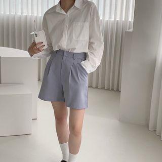 Attention|新面料西裝打折短褲 藍M