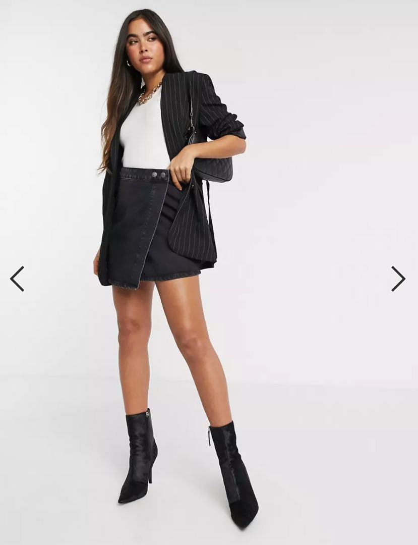 ASOS Denim wrap skirt in washed black UK 12 Women s Fashion