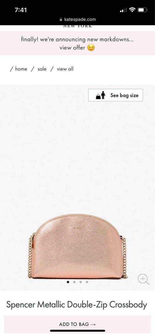 authentic kate spade spencer metallic double zip crossbody (Category: Cross-body Bags) located in Caloocan City. Submitted by devski (Listing ID 1193784746, Image 2). Description: authentic kate spade spencer metallic double zip crossbody US bought from kate spade website No dustbag yan na mismo kung ano nasa pic. Doblehin ko pera mo pag peke Meet up every sunday at megamall or shipping via lalamove/grab.