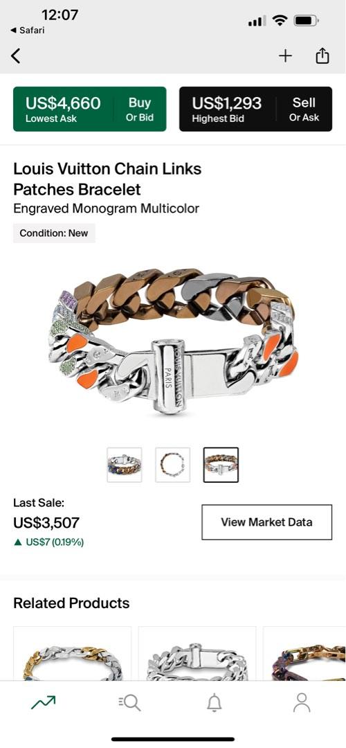 Louis Vuitton, Accessories, Louis Vuitton Virgil Abloh Rare Collier Lv  Chain Links Bracelet M69988