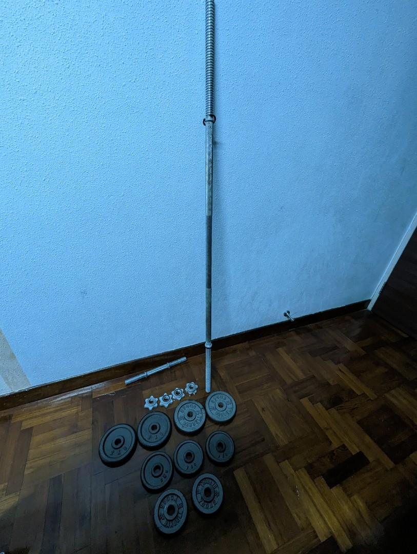 Barbell + weights for sale. Priced to clear., Sports Equipment