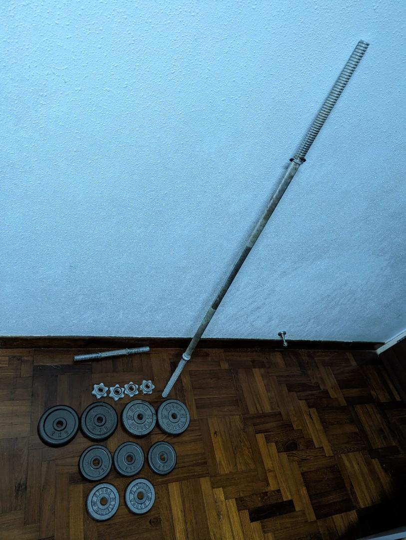 Barbell + weights for sale. Priced to clear., Sports Equipment