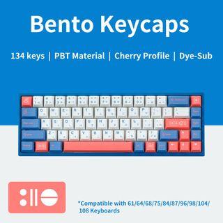 🍱Bento Keycaps | 134 Keys | Cherry Profile | PBT Dye-Sub | Royal Kludge Tecware Keychron Akko Keycap