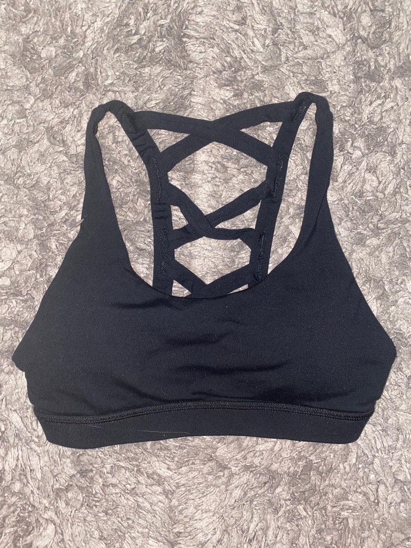 black cross back padded sports bra crossback criss cross, Women's