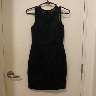 Black mesh semi formal mini dress