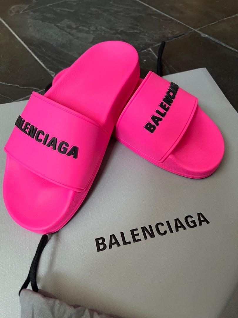 balenciaga slides hot pink