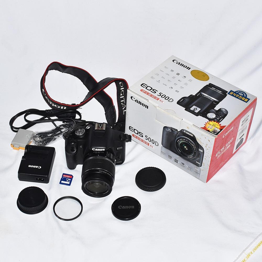 Canon DSLR 500D & 1855mm AF IS lens box package