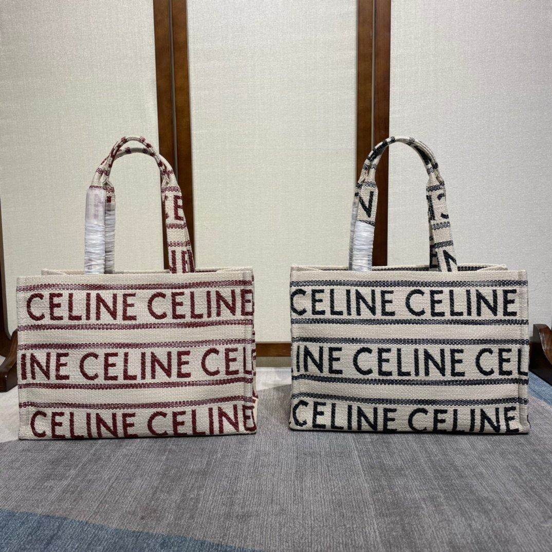 Celine Cotton Tote Shopping Bag White Blue Stripe VIP 2022 Large (Minor  Defects)