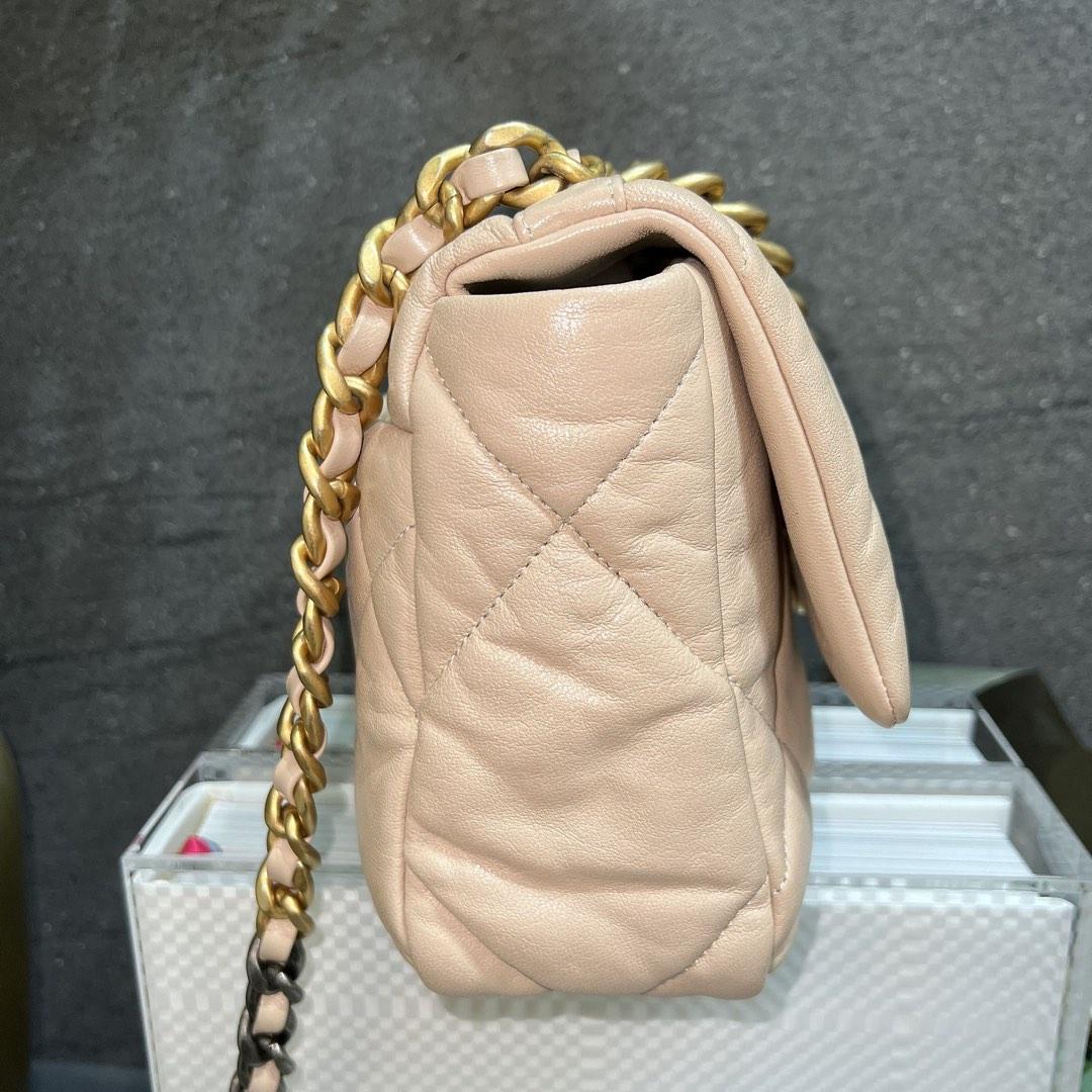 Chanel 19 Small Beige Goatskin Bag