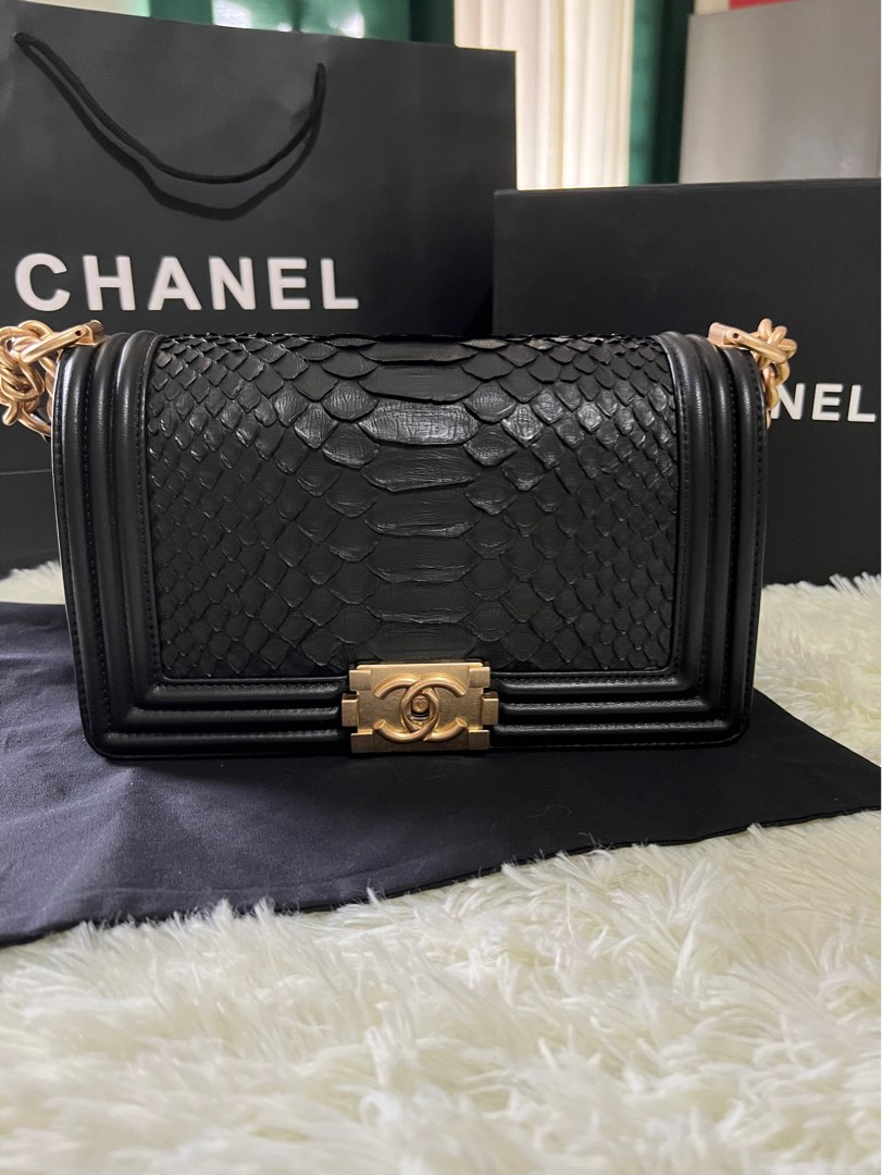 Chanel le boy snakeskin hot sale