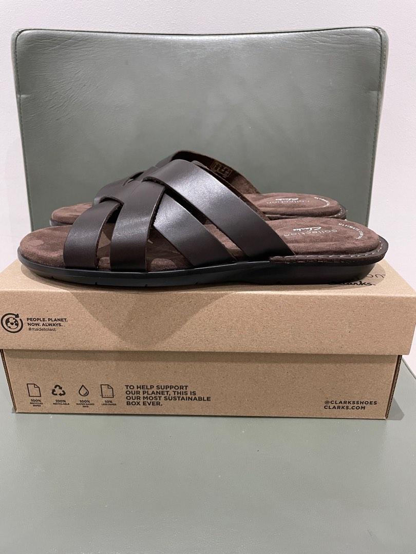Clarks Men's Ellison Weave Sandal, Dark Brown Leather, 9