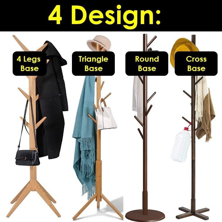 Clothes Hanger Stand Hat Free Standing Coat Rack Wooden Coat Rack ...