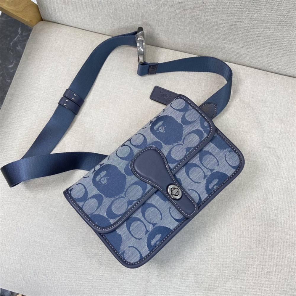 Coach C4512 Bape Turnlock Tab Belt Bag In Signature Chambray Men Waist Chest Pouch Beg 23 16 5 cm Coach discount Vintage Fashionista StreetStyle