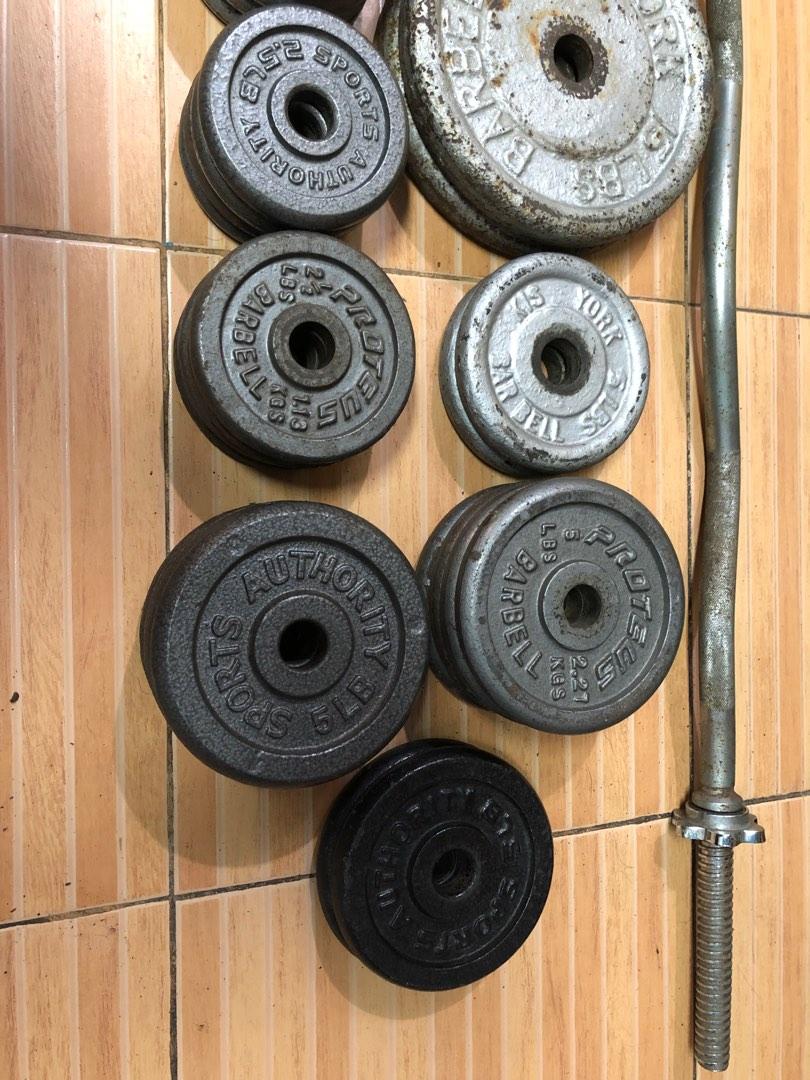 Complete weight set (plates, bars, locks), Sports Equipment, Exercise