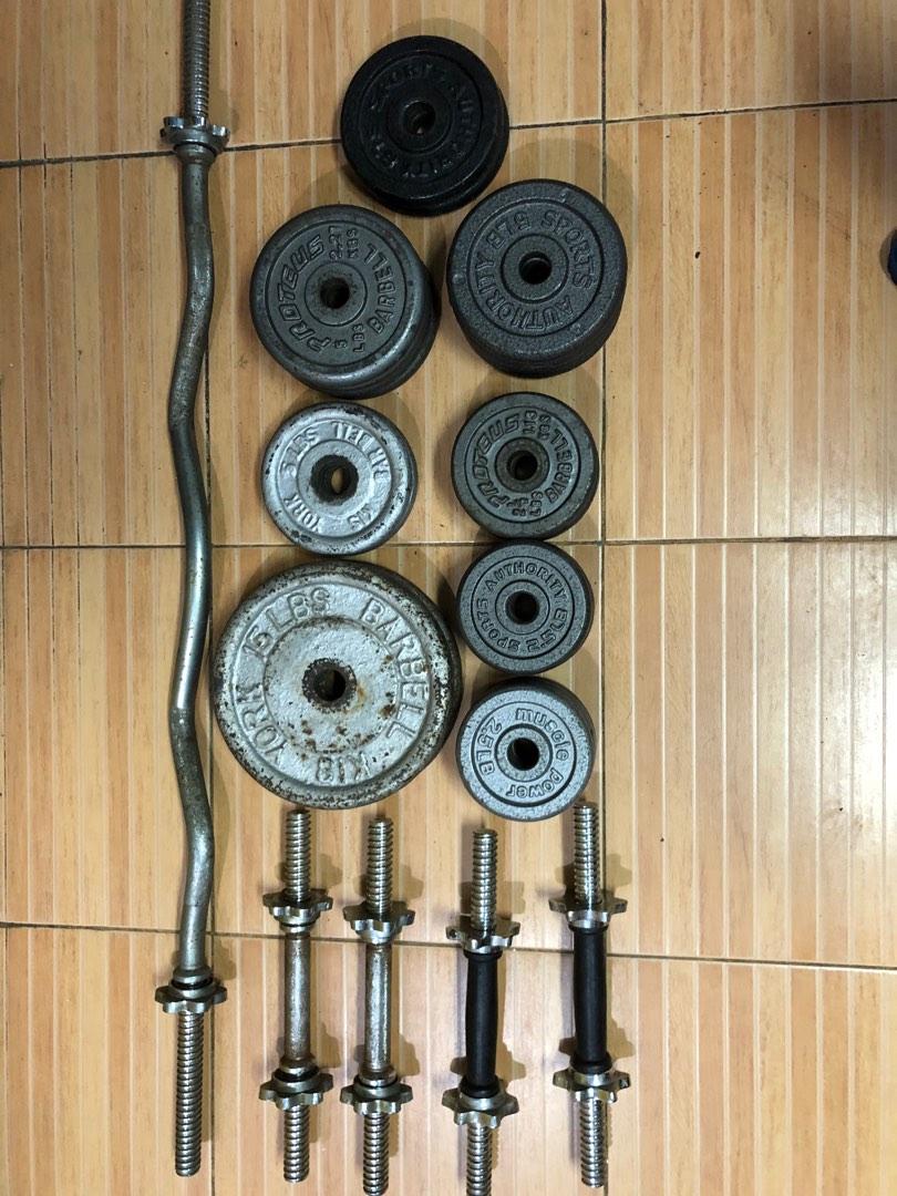 Complete weight set (plates, bars, locks), Sports Equipment, Exercise