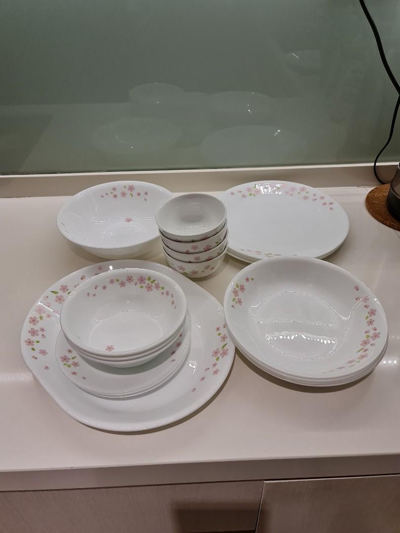 Corelle 22pc tableware (Sakura), Furniture & Home Living, Kitchenware