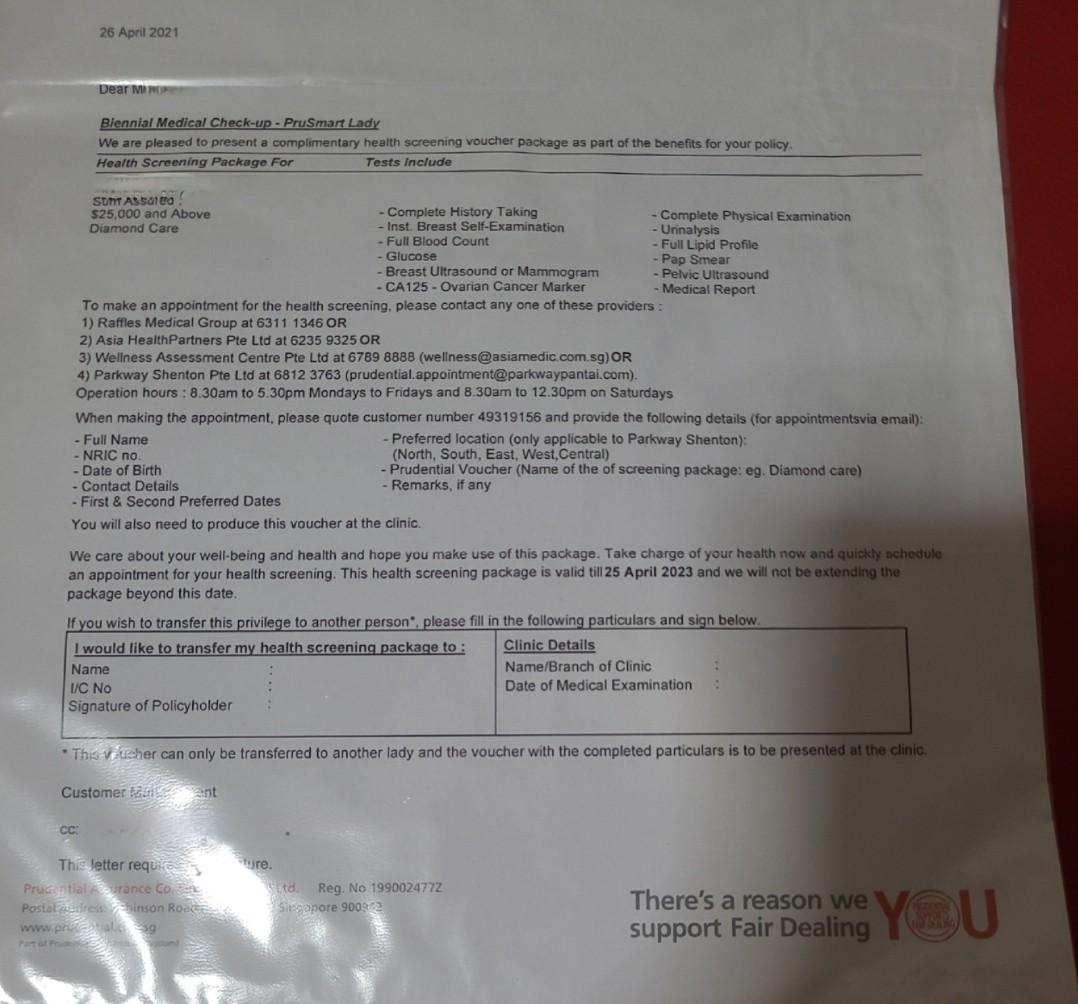 Diamond Care Health Screening Package by Raffles Medical/ Parkway