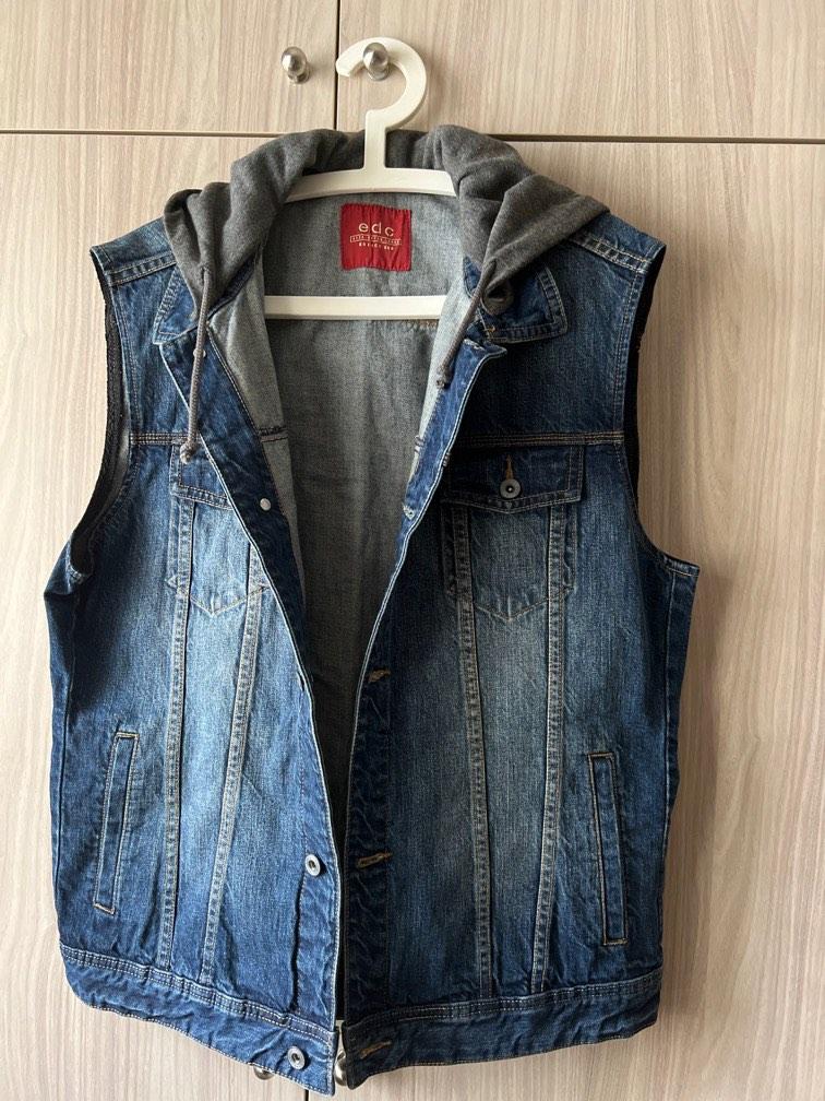 Men hooded denim vest online