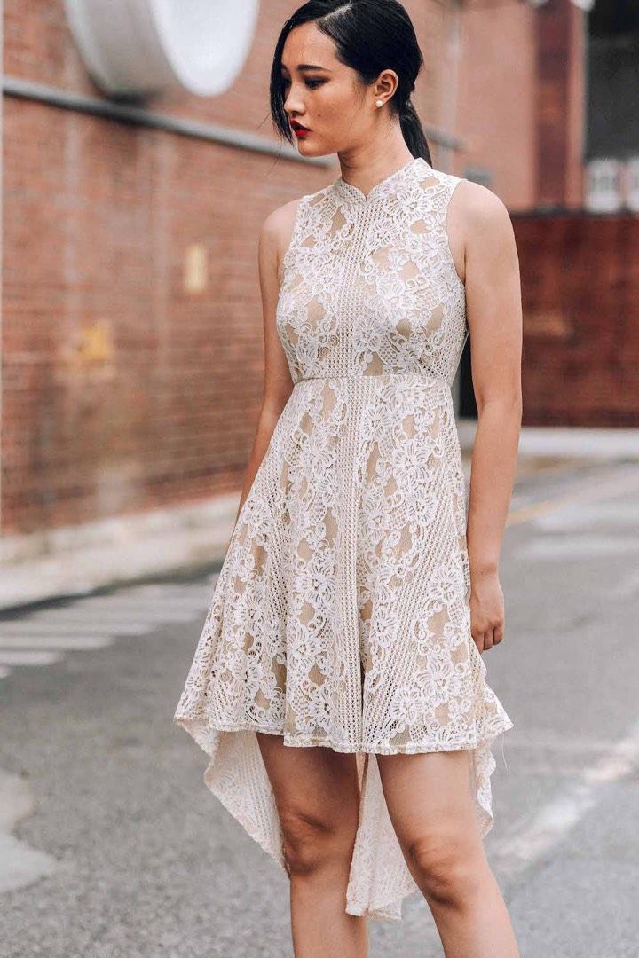 farm rio mock neck cutout lace midi dress Black Lace Nature Tulle Midi Dress