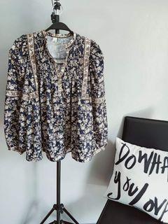 Floral bell sleeve top