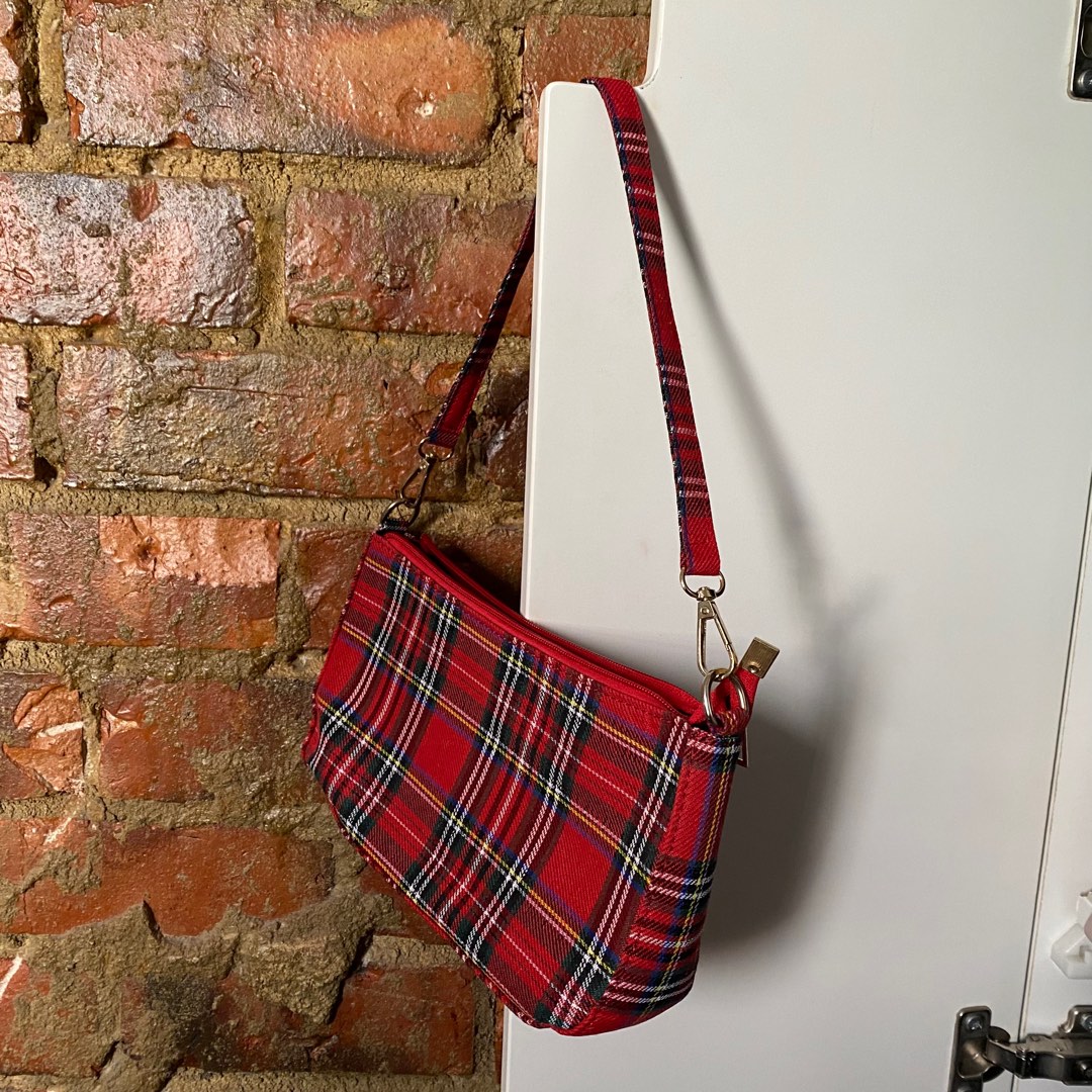 Red best sale plaid bag