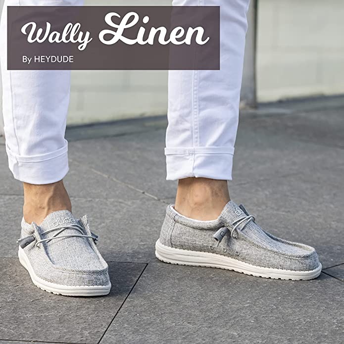 Hey Dude Men's Wally Linen Natural Grey Size 6, Men's Shoes, Men's Lace  Up Loafers